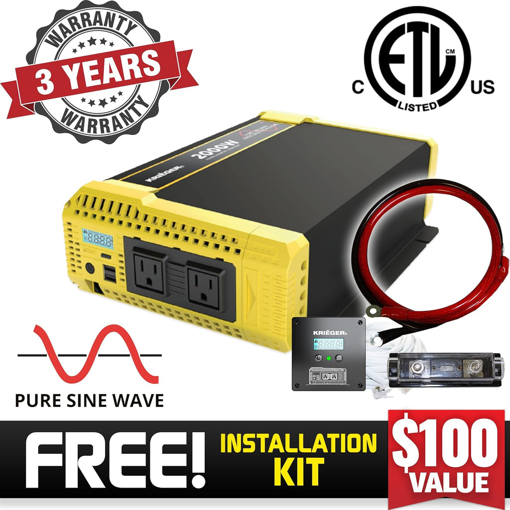 2000 Watt 12V Pure Sine Power Inverter Dual USB & AC Outlets A891