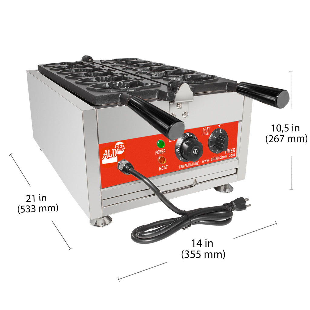 6 Fish Shaped Waffle Stainless Steel Taiyaki Maker G509136