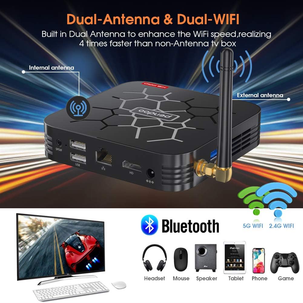 Android TV Box 4GB RAM 64GB ROM Quad-core 4K Ultra HD Bluetooth Pack of 2 K9330