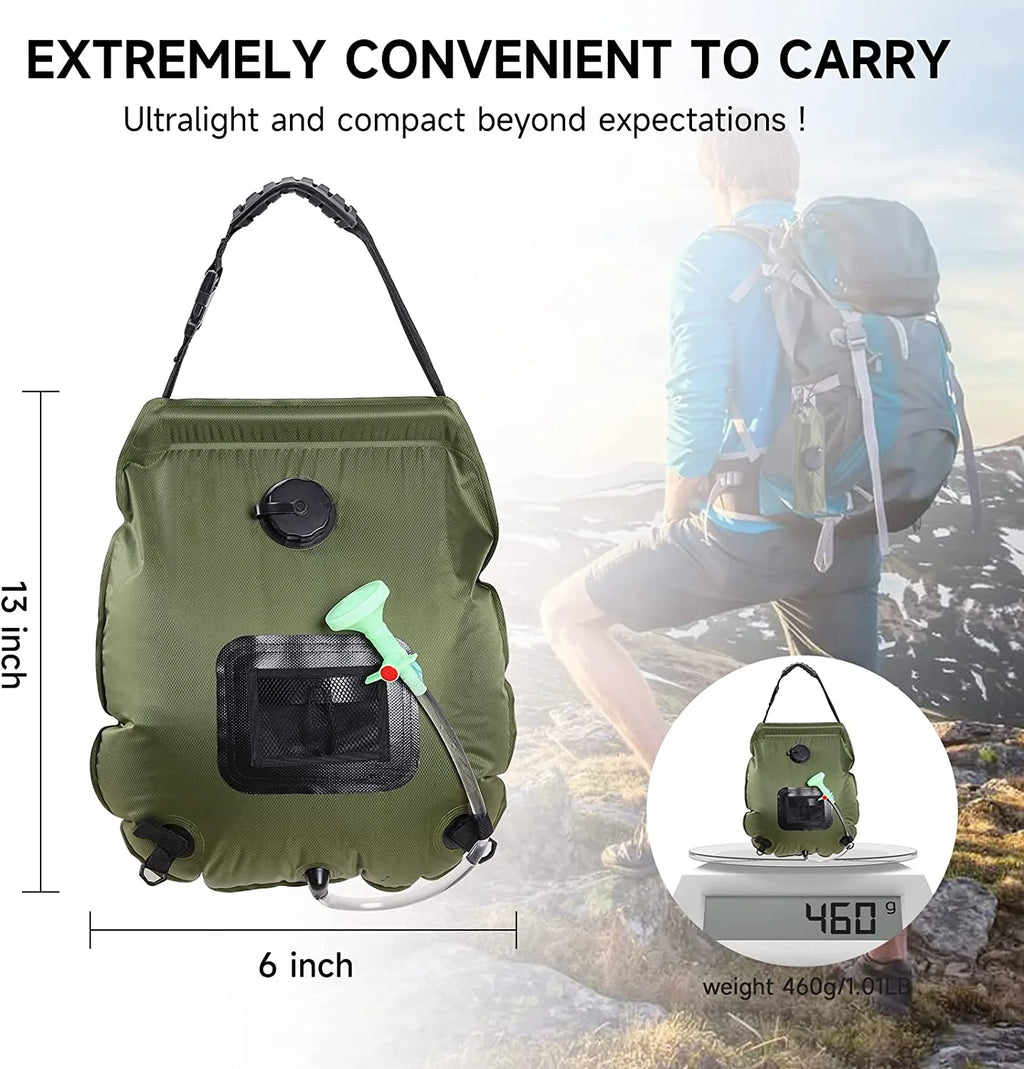 Solar Heating Camping Shower Bag with Removable Hose M29938