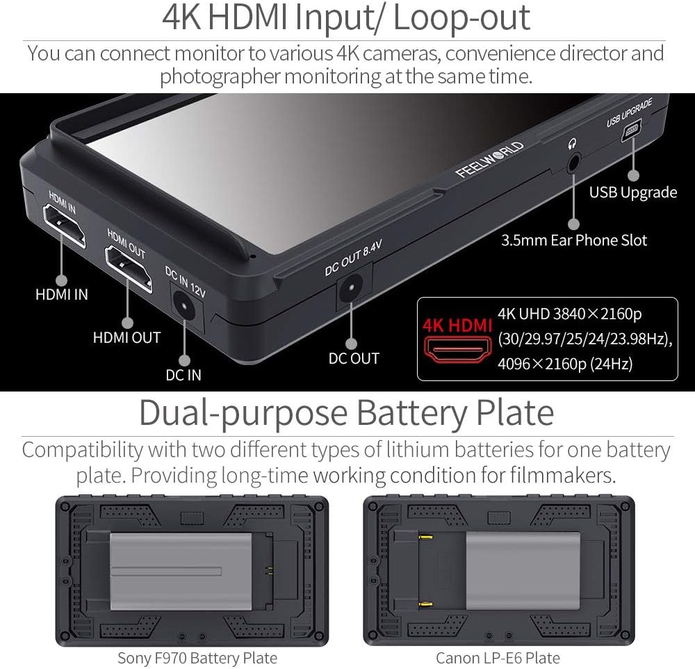 5 Inch Full HD 1920x1080 IPS On Camera Field Monitor with 4K HDMI Input Output N467