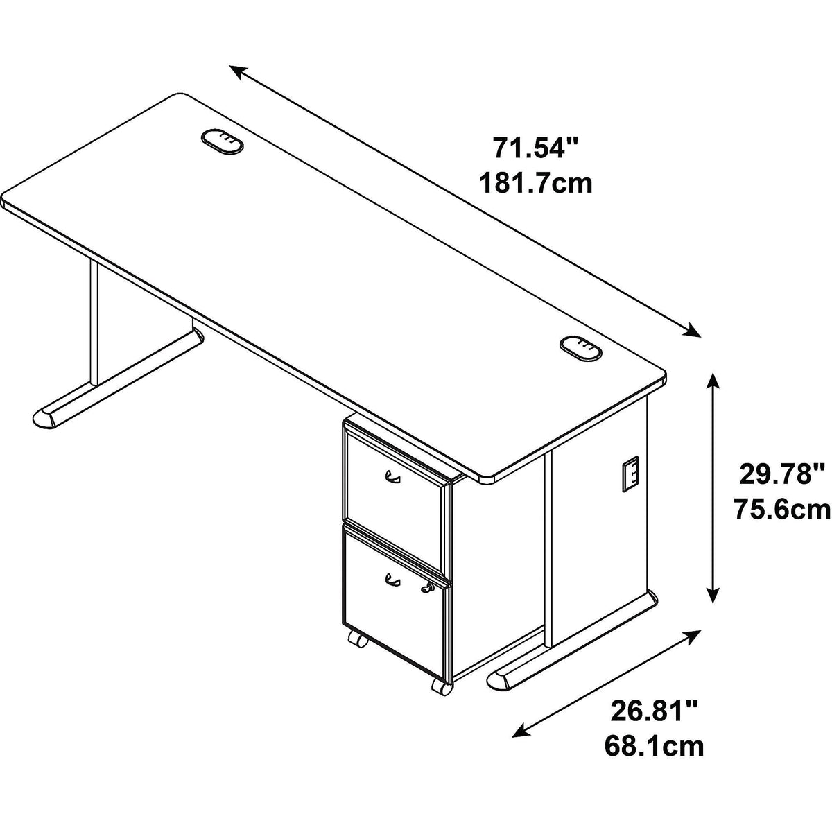 Desk with 2 Drawer Mobile Pedestal O334