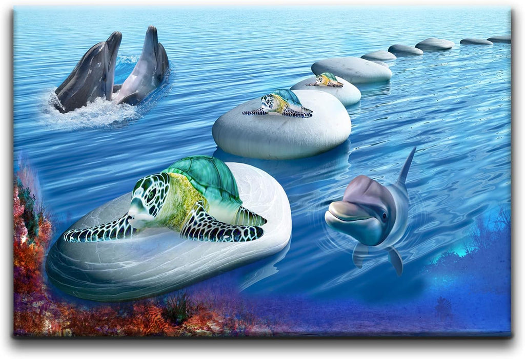 Canvas Wall Art 16x24x1 Panels Sea Turtle Paintings Framed D898168
