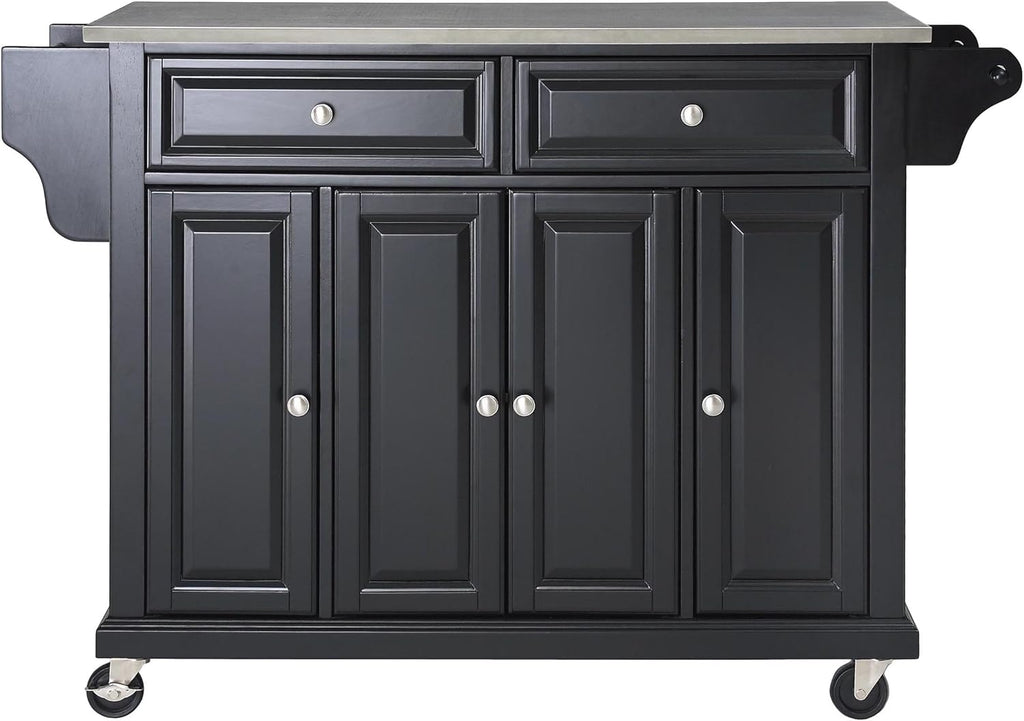 White Full Size Kitchen Cart with Solid Granite Top N1475