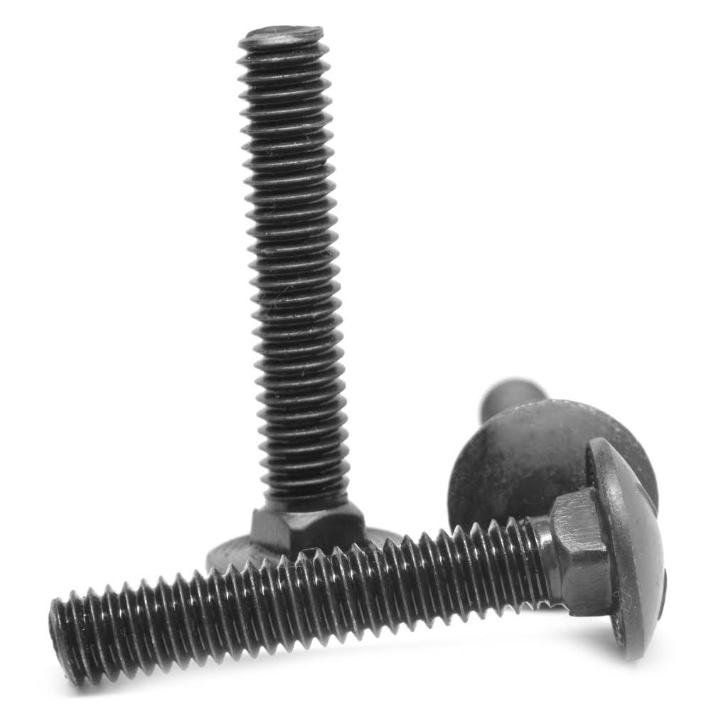 10-24 x 1 1/4 Coarse Thread Carriage Bolt Low Carbon Steel Black Oxide Pk 2000 O762985
