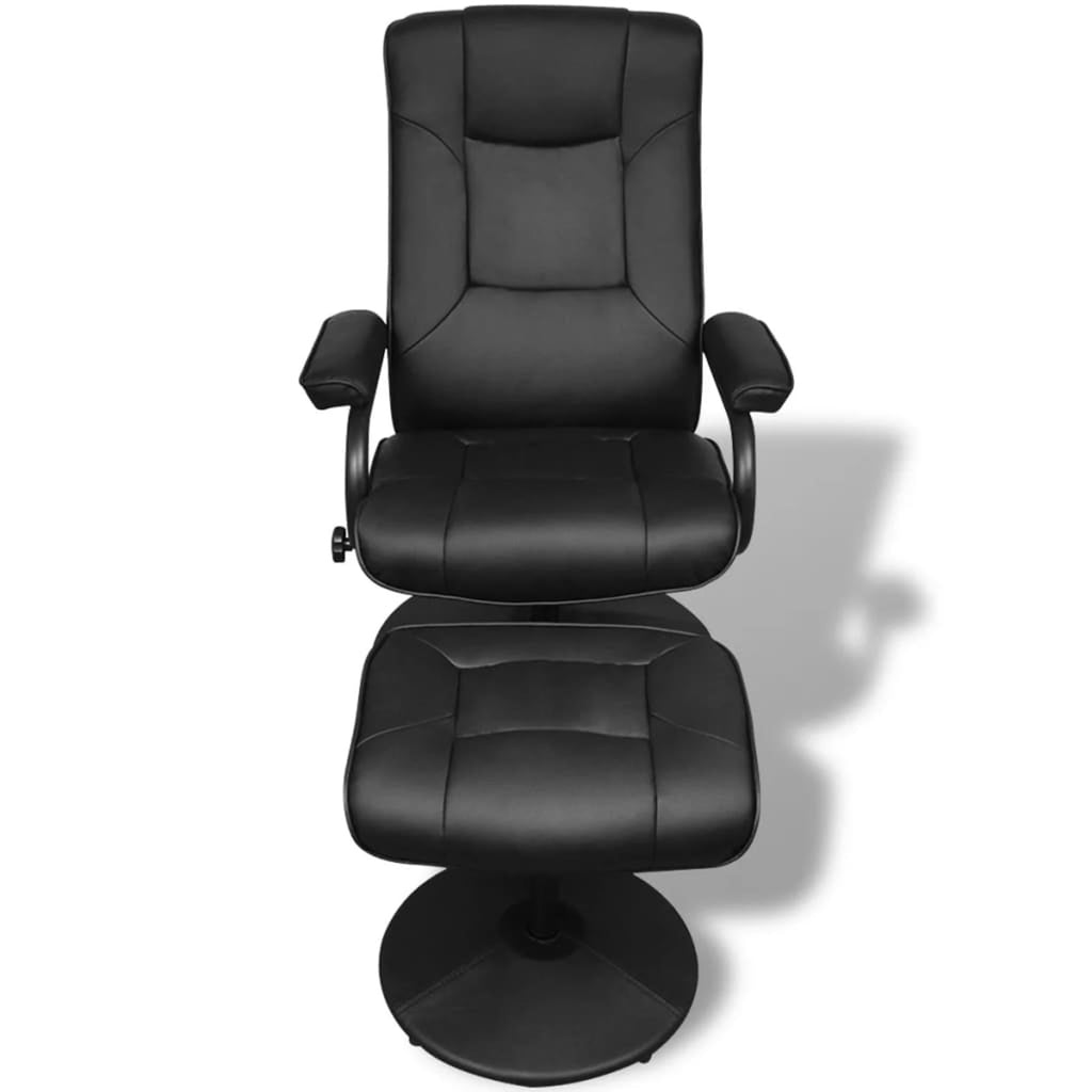 Black Faux Leather Adjustable Recliner Chair with Footstool B62770
