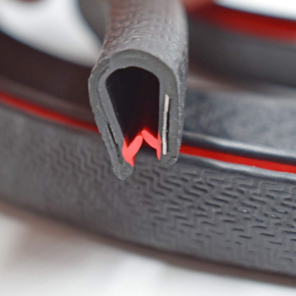 Black PVC Rubber U Edge Trim Weather Strip Protector, 21 FT, Pack of 2 B43429