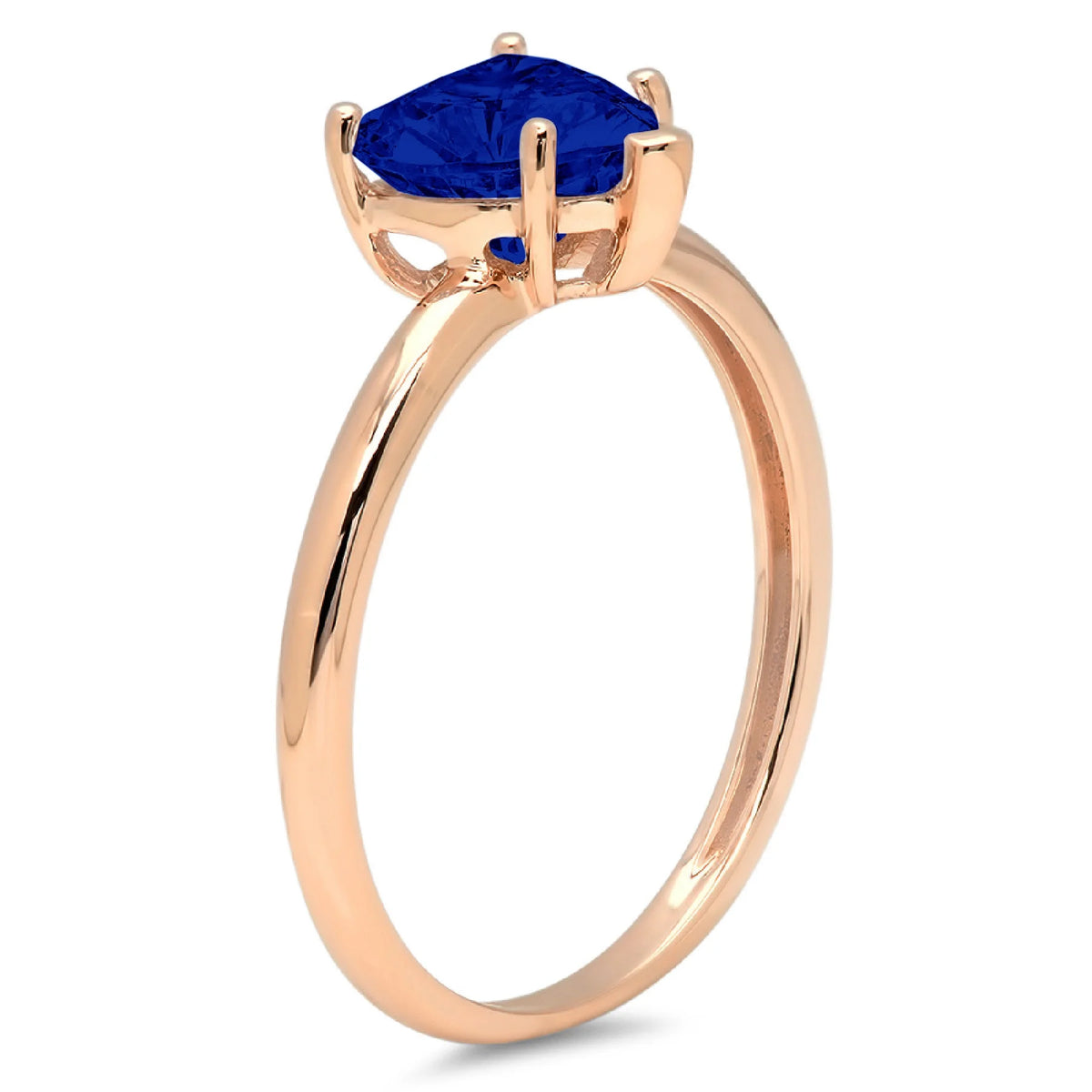 Heart Cut Simulated Blue Sapphire 14k Rose Gold Ring Size 10.5 U758147