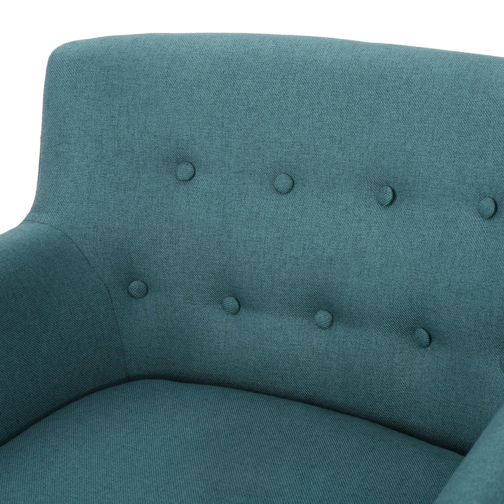 Teal Green and Brown Tufted Club Chair E460537
