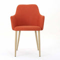 Muted Orange Fabric Dining Chair with Light Brown Wood Finished Metal Legs, Set of 2 W97981