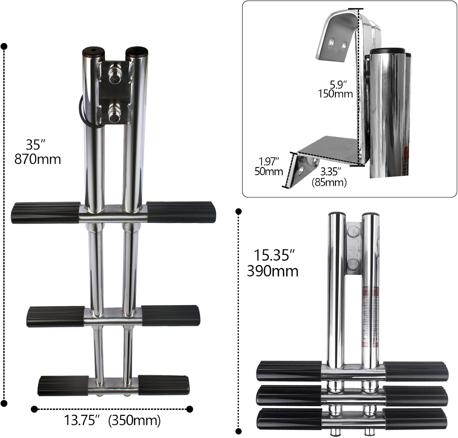 Stainless Steel 3 Step Telescopic Dive Boat Ladder F7499