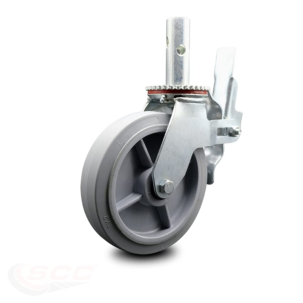 8 Inch Black Rubber Swivel Caster on Cast Iron Wheel, 600 lbs. Capacity, Pack of 2 N984657