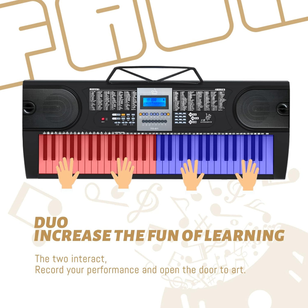61 Key Keyboard Piano with LCD Display, 255 Sounds, Microphone, 3.5mm Audio Cable, 24 Demo Songs G50981