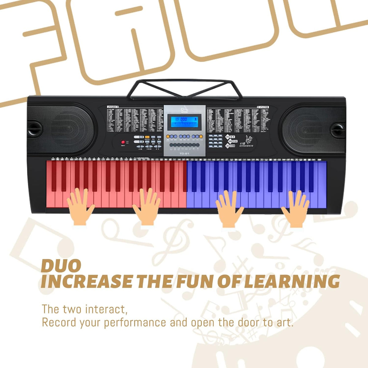 61 Key Keyboard Piano with LCD Display, 255 Sounds, Microphone, 3.5mm Audio Cable, 24 Demo Songs G50981