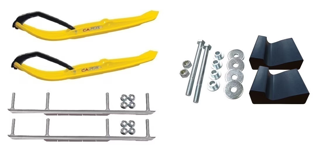 Yellow XT Snowmobile Skis with 7.5" Shaper Bars Complete Kit D741907