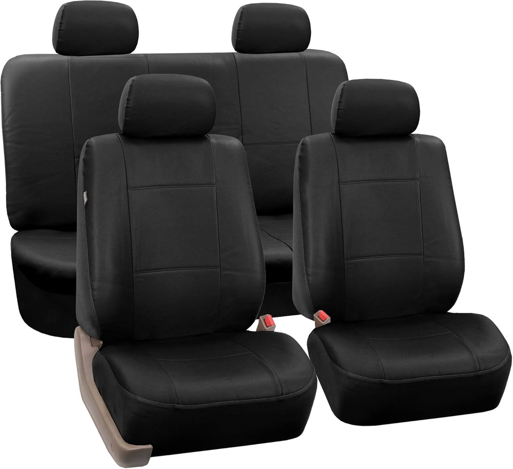 Black Faux Leather Automotive Seat Covers Set of 2 Z120868