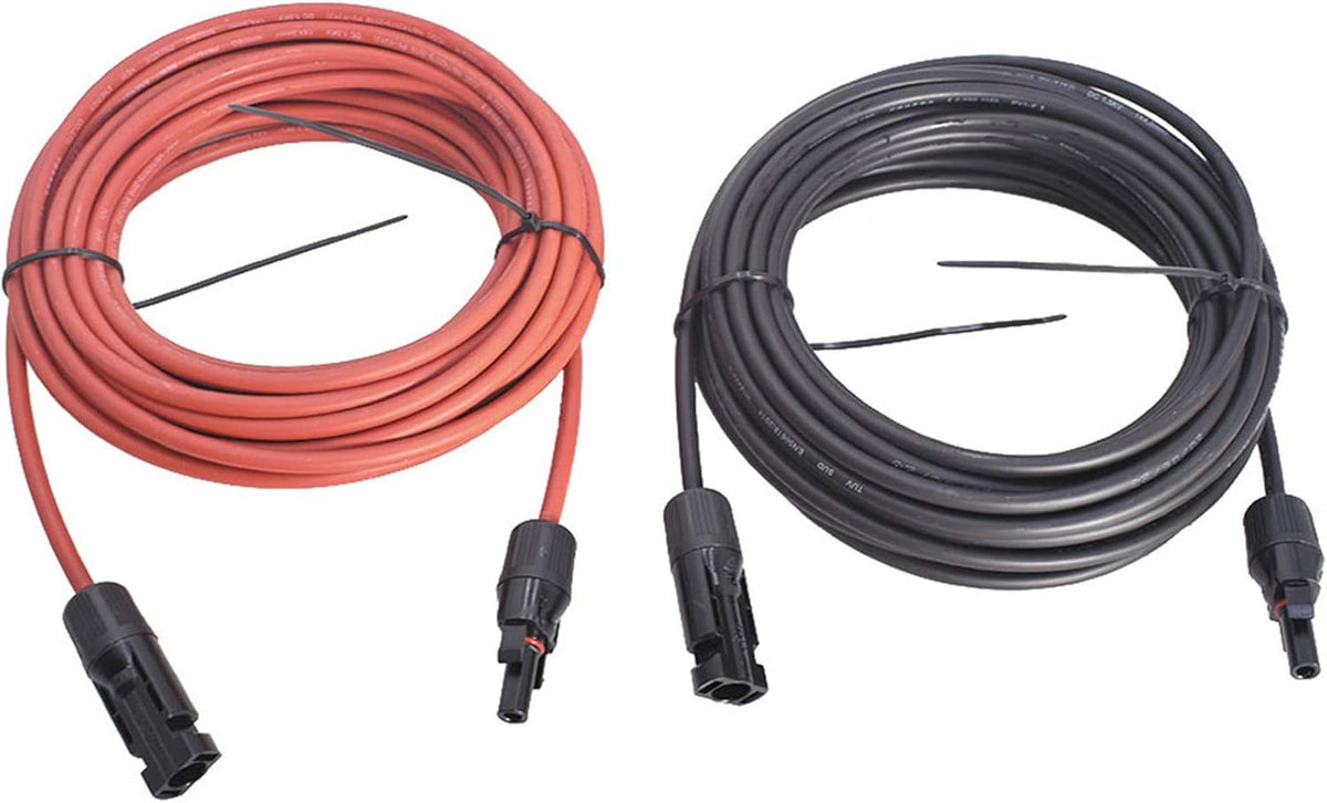 Black + Red 10 Gauge Solar Panel Extension Cable with Connector Pack of 2 A75327