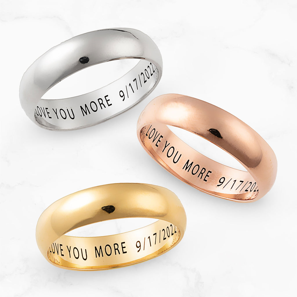 14K Gold over Sterling Silver Engraved Wedding Band (5mm) Z8258