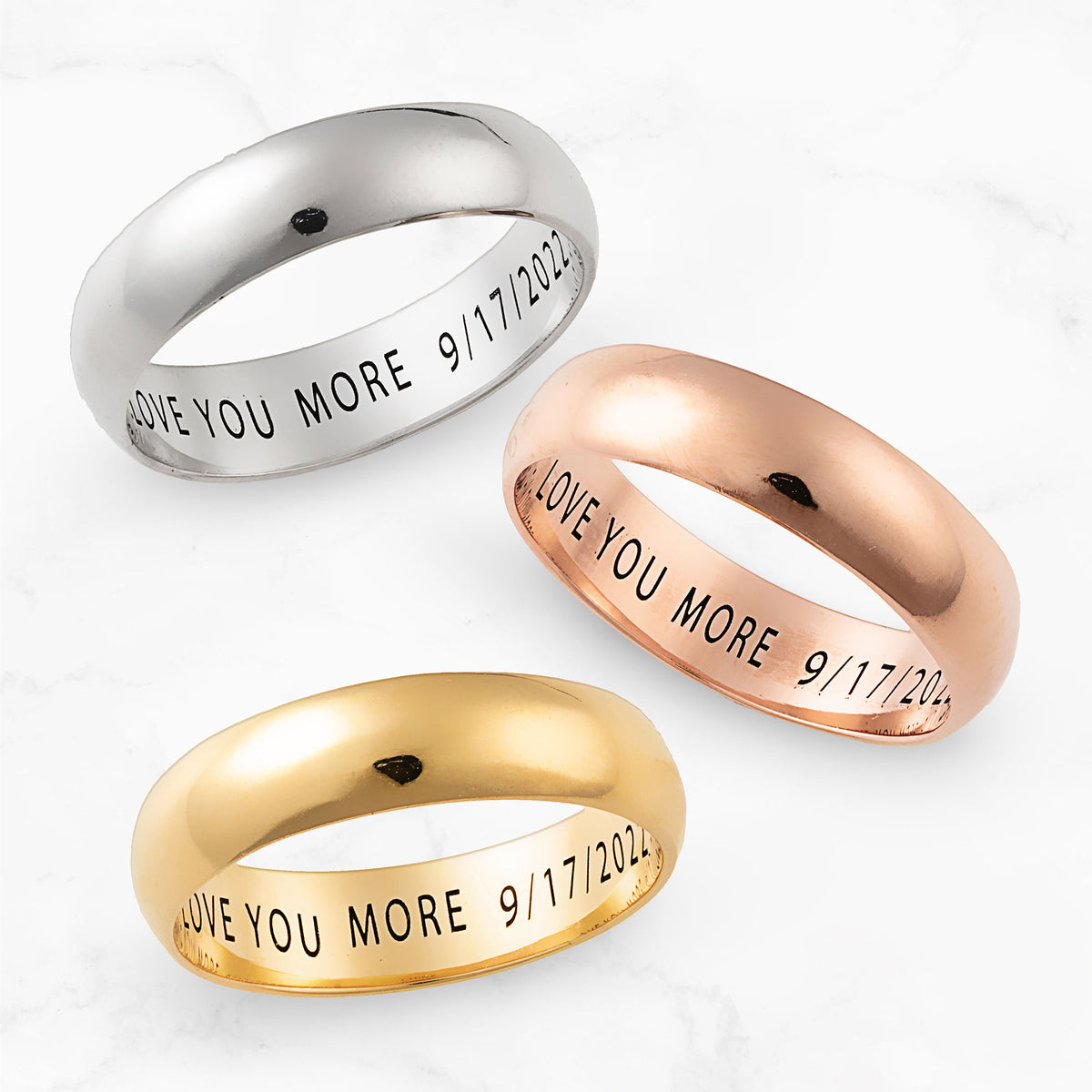 14K Gold over Sterling Silver Engraved Wedding Band (5mm) Z8258