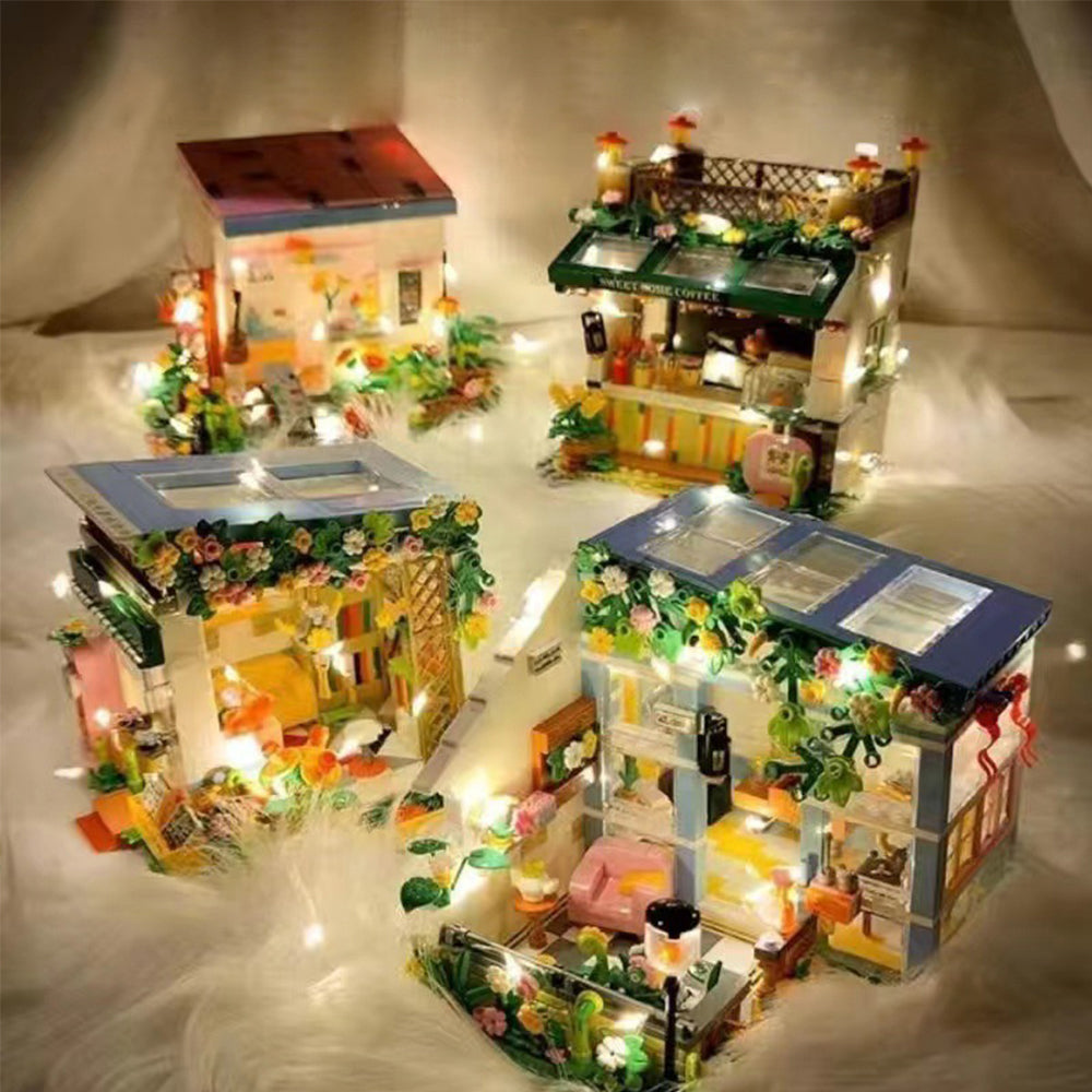 Dollhouse Miniature with Flower Shop, DIY Wooden Crafts Christmas Kit G48248