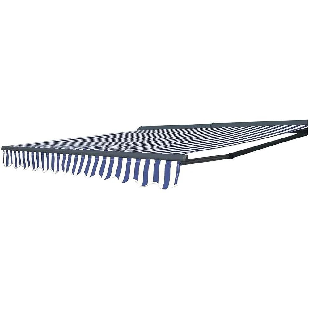 13 x 10 ft. Motorized Retractable Patio Deck Awning Blue & White B549387