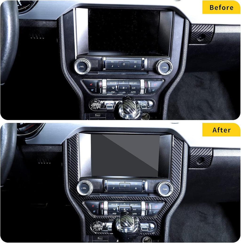 Carbon Fiber Center Console Multimedia Panel Decoration Trim Sticker Pack of 2 F668