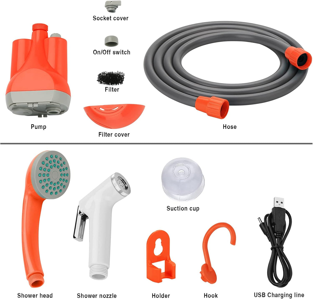 Portable Rechargeable Electric Camping Shower Pump E871