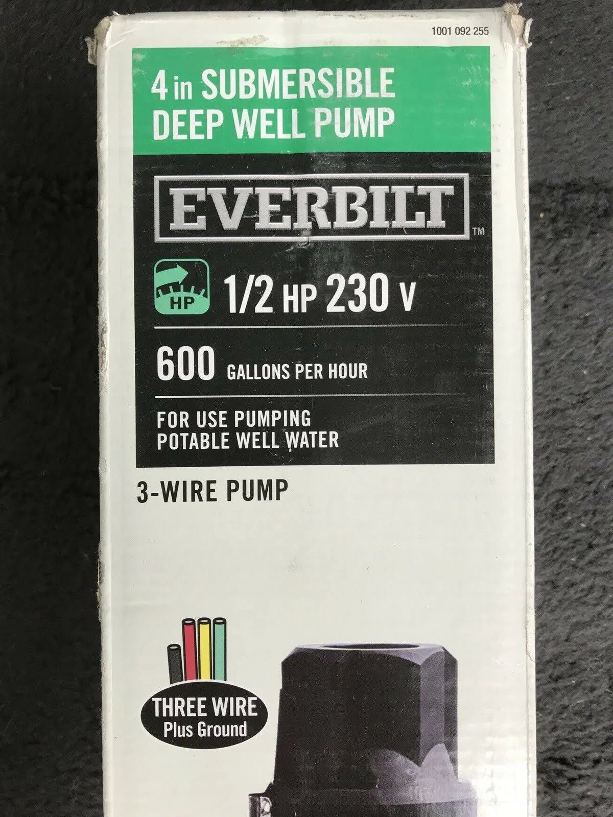 4 Submersible Deep Well 3-Wire Pump 1/2 HP 230V 600GPH A1989