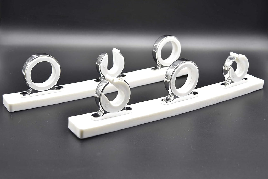 3-Rod Reel White Poly Board 316 Stainless Steel Fishing Rod Storage Hanger Rack K8317