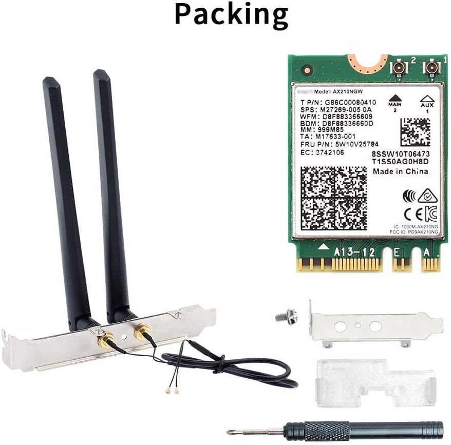 AX210 WiFi 6E M.2 2230 NGFF Wireless PC 802.11ax 5400Mbps Network Card Pack of 2 Q162767