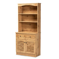 Modern Oak Brown Finished Wood Buffet and Hutch Cabinet H235