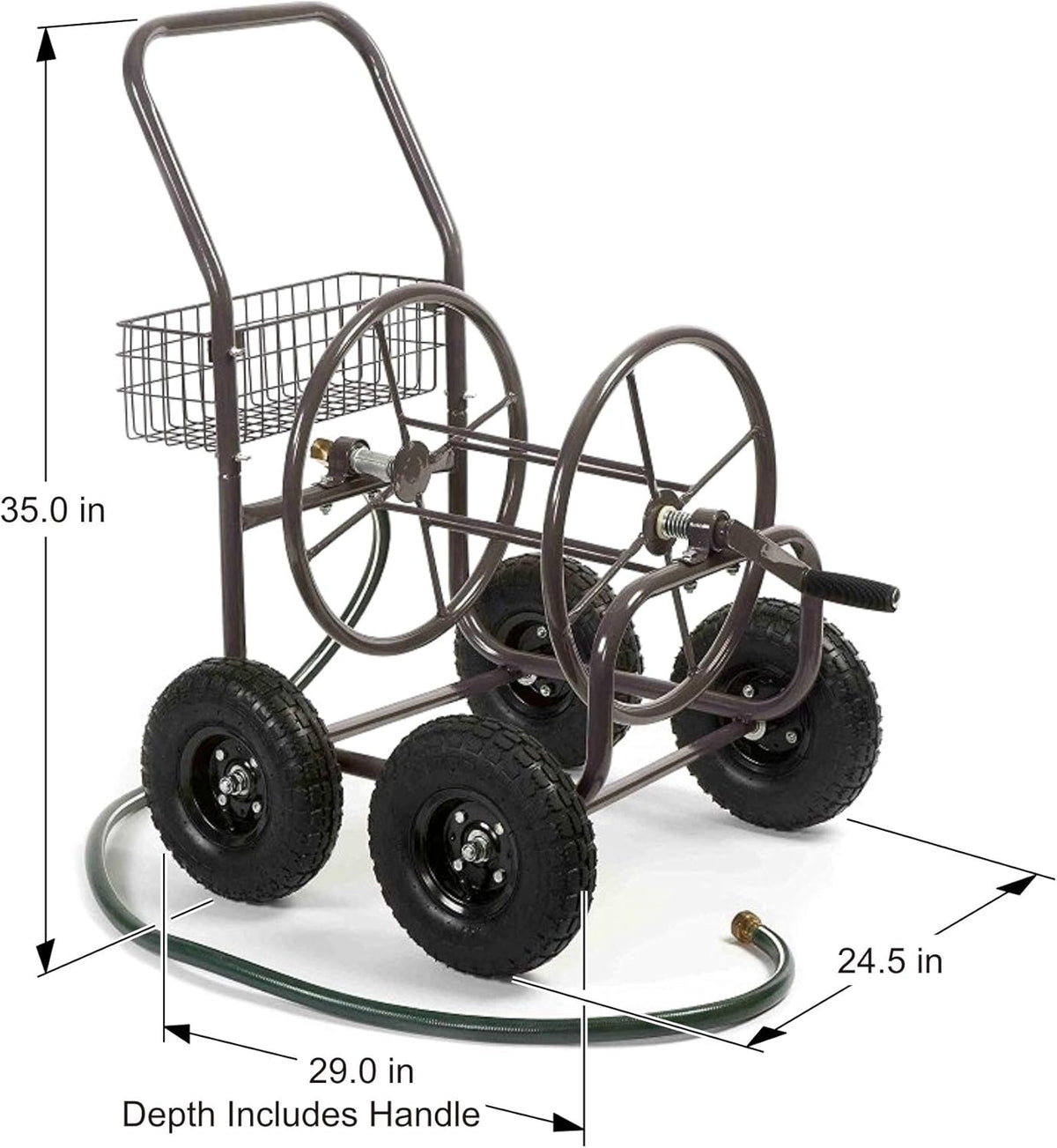 Bronze 4 Wheel Garden Hose Reel Cart O3719