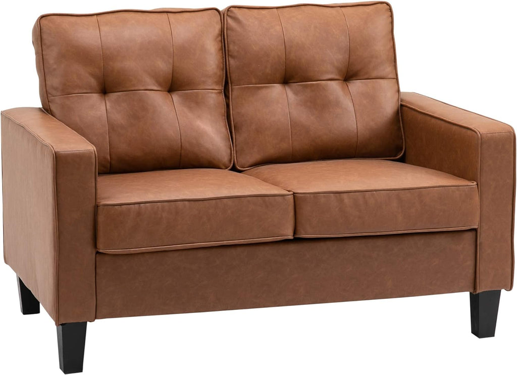 Brown 2-Seater PU Leather Loveseat D406663