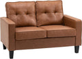 Brown 2-Seater PU Leather Loveseat D406663