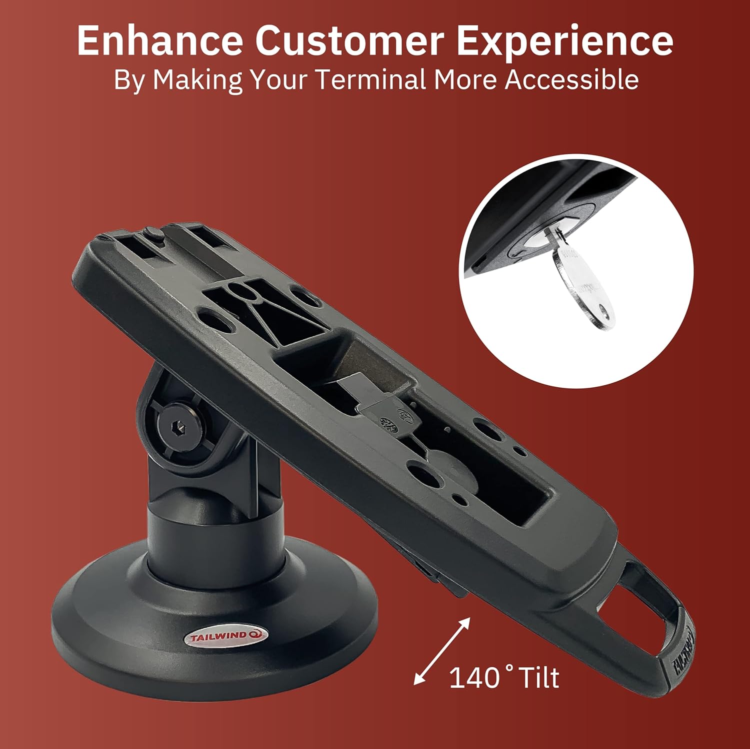 Black Compact Pole Mount Terminal Stand I872266