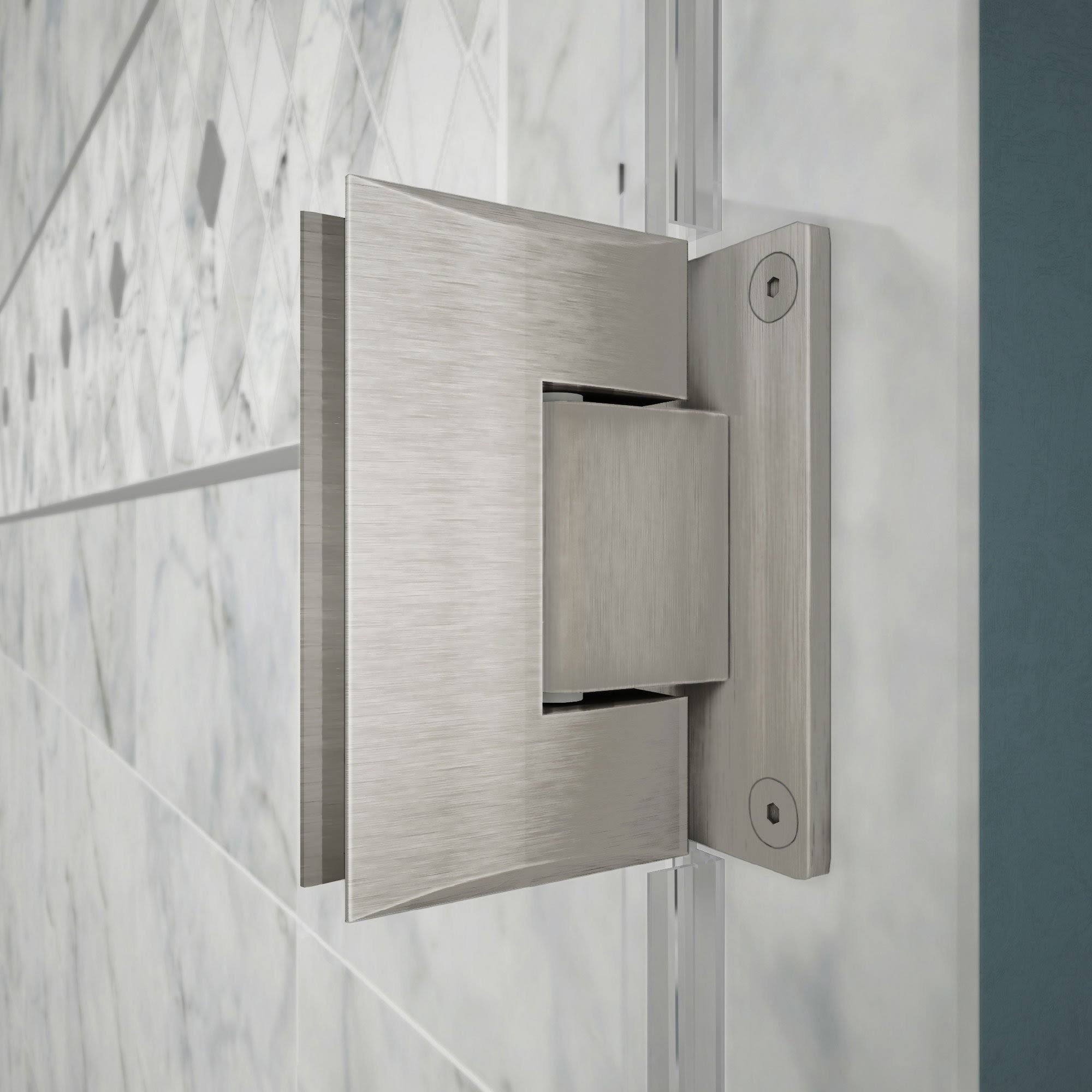 Frameless Hinged Shower Door with Shelves Brushed Nickel Y185294