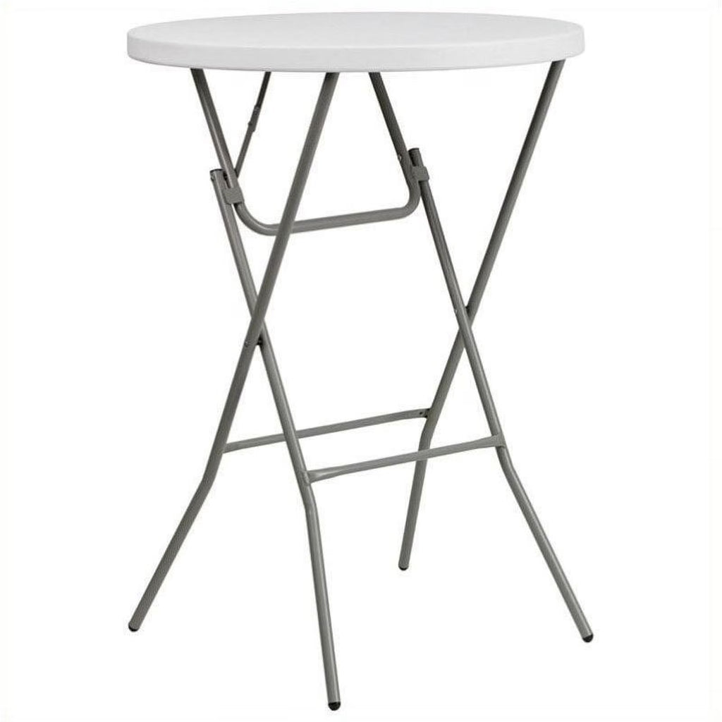 Round Granite Bar Height Folding Table in White S741