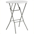 Round Granite Bar Height Folding Table in White S741