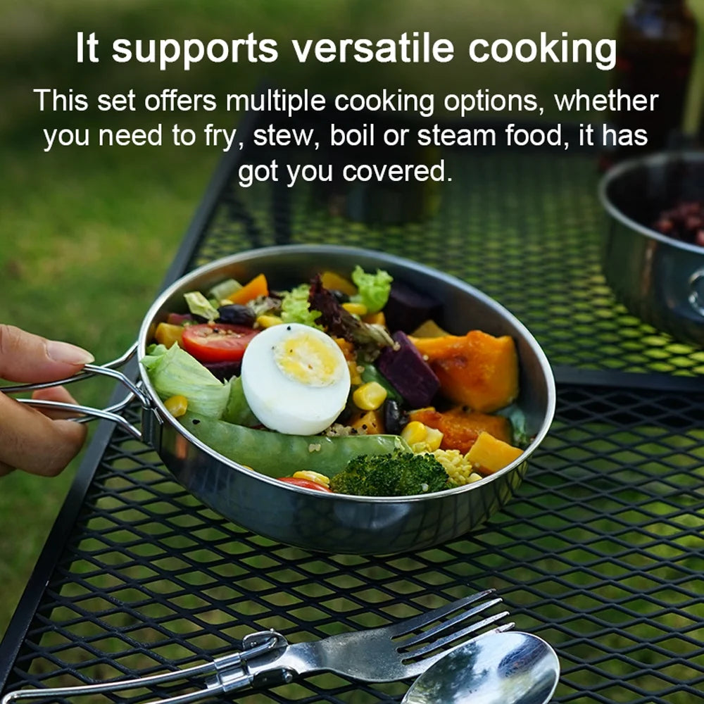 5pcs Stainless Steel Camping Cookware Set Y986
