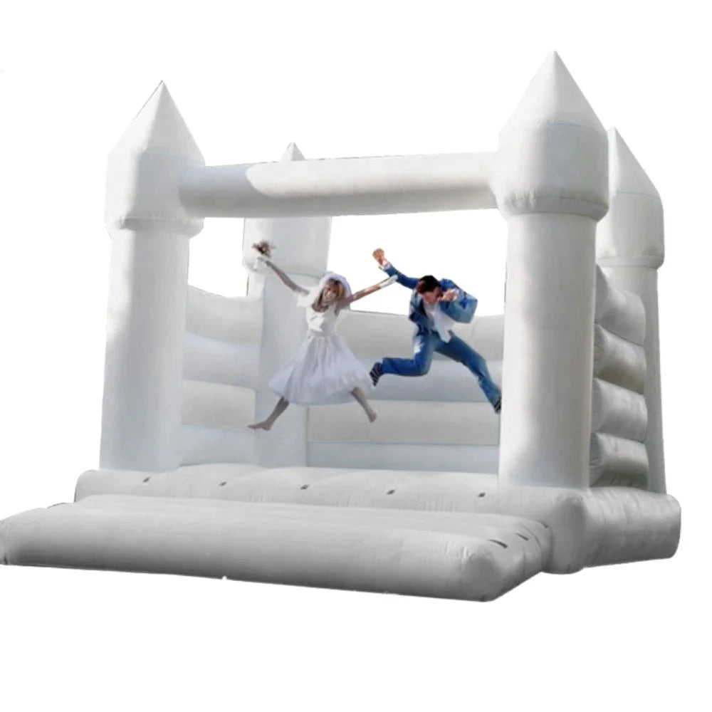 Inflatable White Bounce House with Air Blower 13*10*10ft Z482