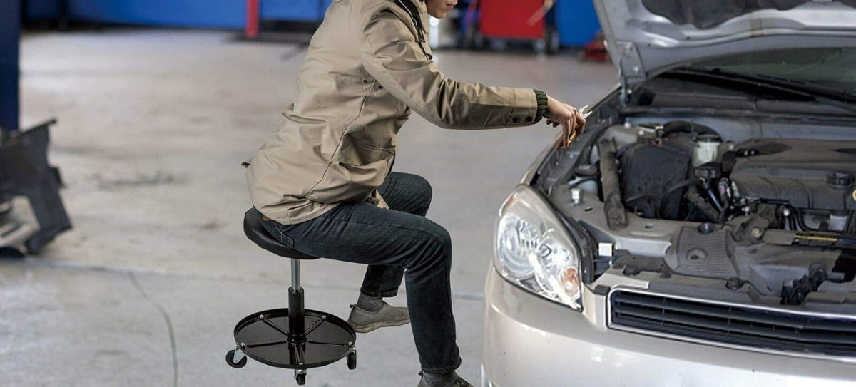 Heavy Duty Rolling Pneumatic Mechanic Stool with Tool Tray, 300lbs Pack of 2 T7945