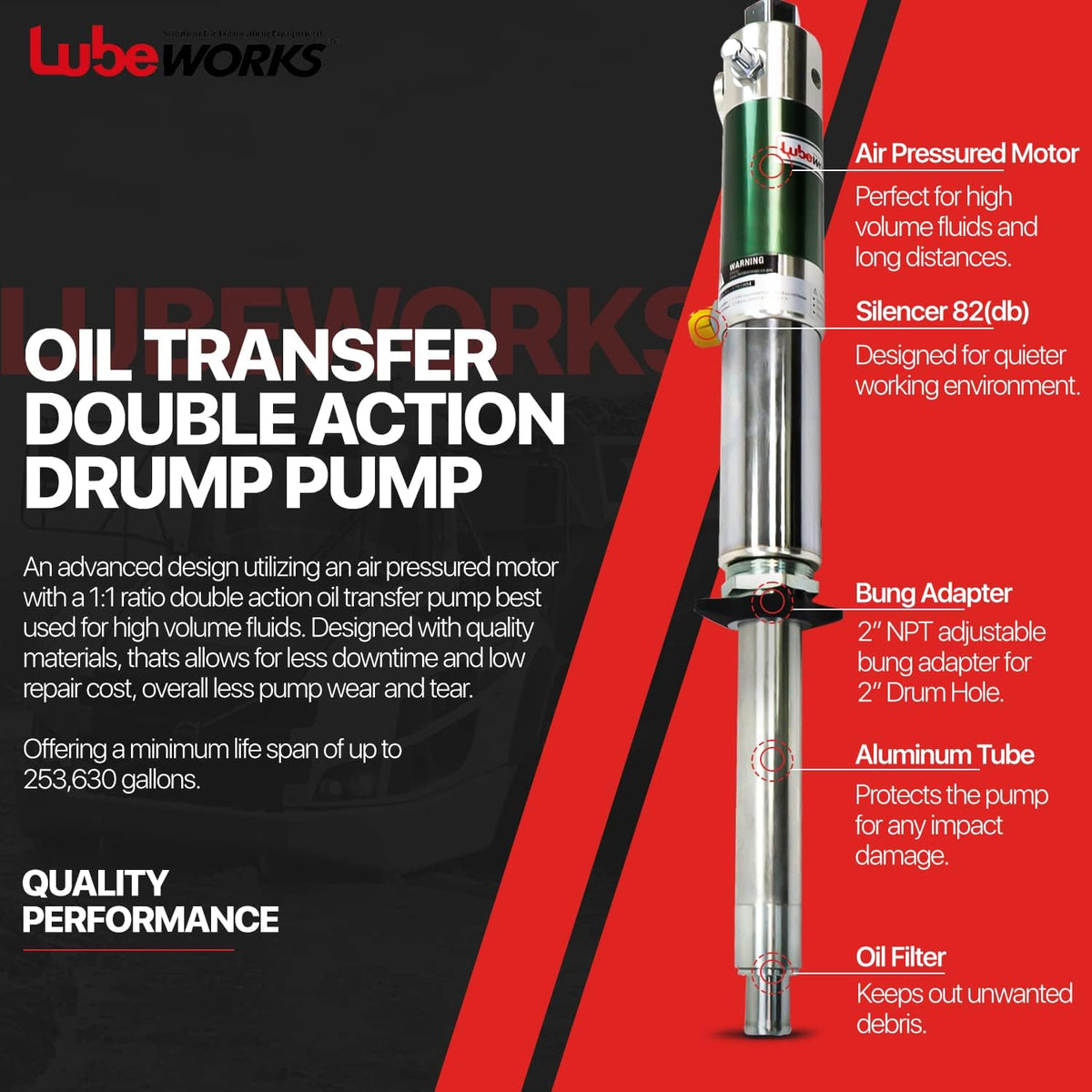 Oil Transfer Drum Pump Double Action 8.5GPM X297