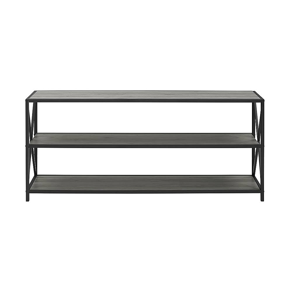 Industrial Metal and Wood 3-Shelf Bookcase Slate Gray/Black Metal L7689