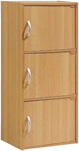 3 Shelf 3 Door Bookcase in Beech P1101