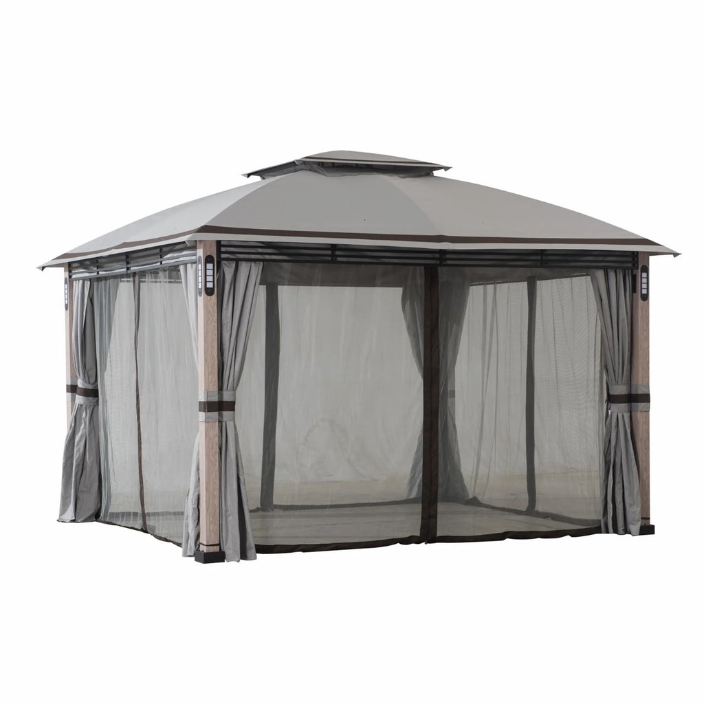 10 x 13 ft. Powder-coated Steel Frame 2-Tier Gazebo with LED Lighting and Bluetooth Sound U178