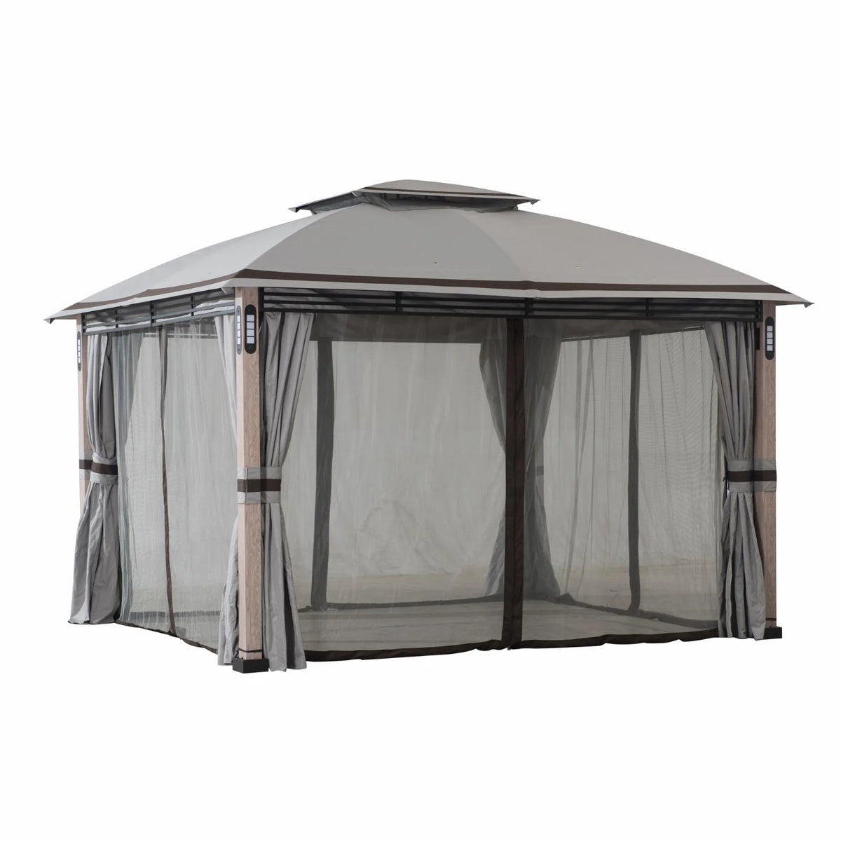 10 x 13 ft. Powder-coated Steel Frame 2-Tier Gazebo with LED Lighting and Bluetooth Sound U178