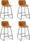 Faux Leather Counter Height Stools Set of 4 with Metal Legs R5717