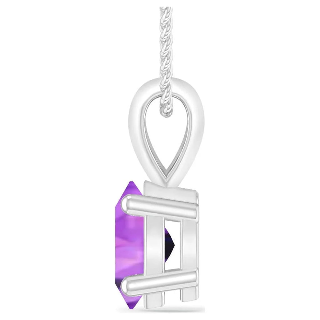 Oval Amethyst 10K White Gold Solitaire Pendant Necklace S162