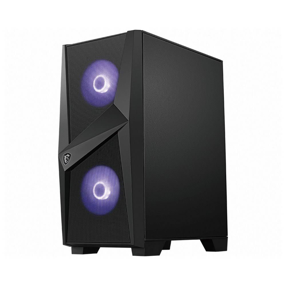 Black Mid Tower Gaming Computer Case with Tempered Glass I8422