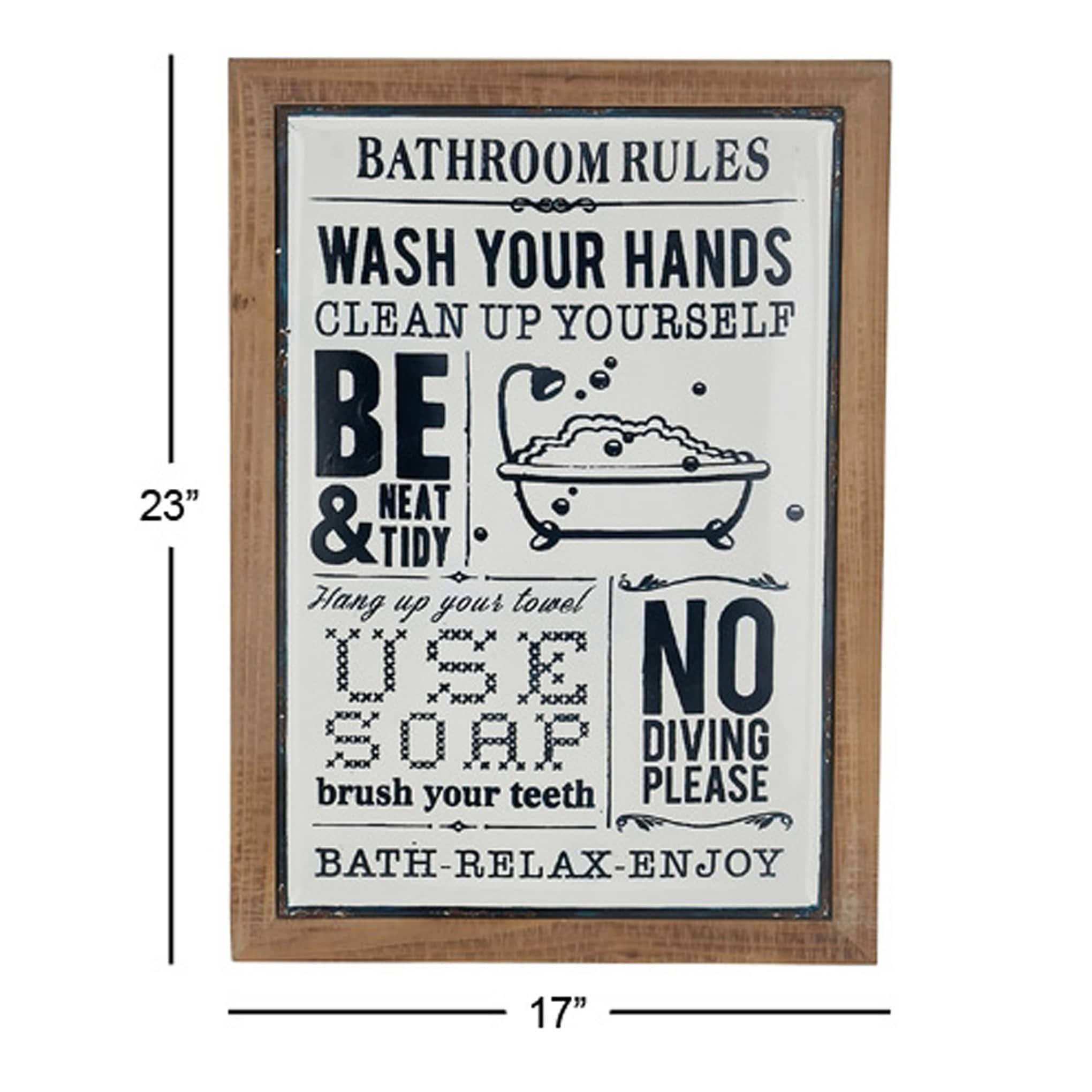 Rectangular Bathroom Rules Wall Decor T294063